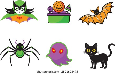 Elementos de Halloween empacotado com assustador 