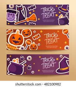 Halloween Elements : Card Template :  Vector Illustration