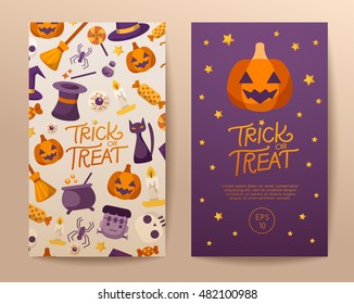 Halloween Elements : Card Template :  Vector Illustration