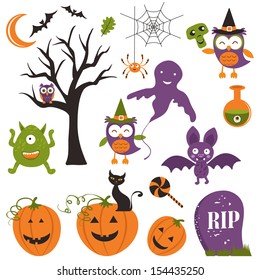 Halloween elements clipart set
