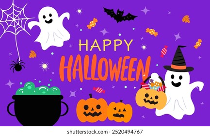 Halloween elements collection flat design cute banner