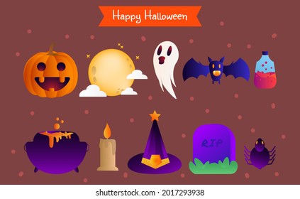 Halloween elements collection, Graphic of Horror set, vector