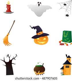 halloween elements collection set isolated on white