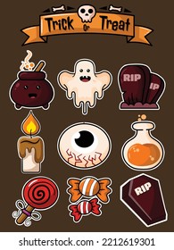 halloween elements collection set vector hand draw style