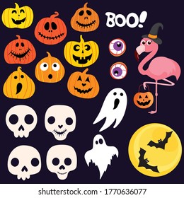 Halloween elements collection vector illustration