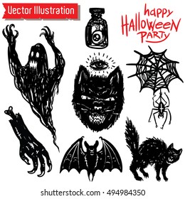 Halloween elements collection. Vector set.