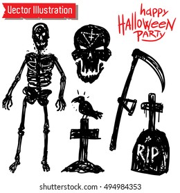 Halloween elements collection. Vector set.
