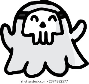 Halloween Elements. Cute cartoon spooky characters and elements. Hand drawn trendy illustration.