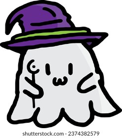 Halloween Elements. Cute cartoon spooky characters and elements. Hand drawn trendy illustration.