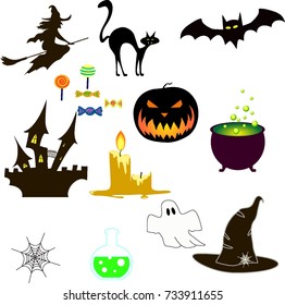 Halloween elements for decoration and design.