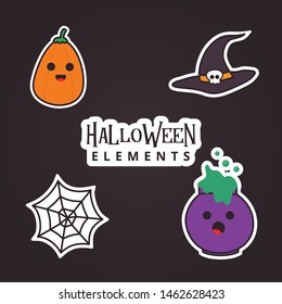 Halloween Elements Editable for flyer or invitation card. Cute Illustration. Vector EPS 10.