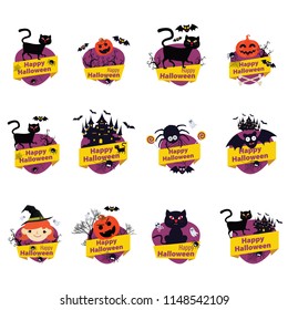Halloween elements. Happy Halloween. Vector illustration in cartoon style. Flat design.