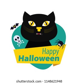 Halloween elements. Happy Halloween. Vector illustration in cartoon style. Flat design.