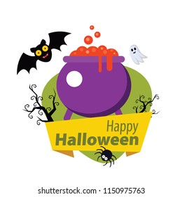 Halloween elements. Happy Halloween. Vector illustration in cartoon style. Flat design.
