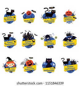 Halloween elements. Happy Halloween. Vector illustration in cartoon style. Flat design.
