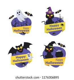 Halloween elements. Happy Halloween. Vector illustration in cartoon style. Flat design.