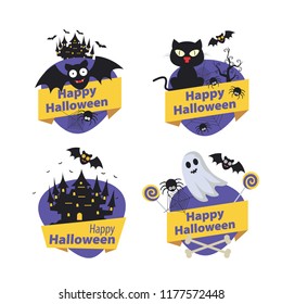 Halloween elements. Happy Halloween. Vector illustration in cartoon style. Flat design.