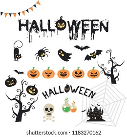 
Halloween elements. Happy Halloween. Vector illustration in cartoon style. Flat design.