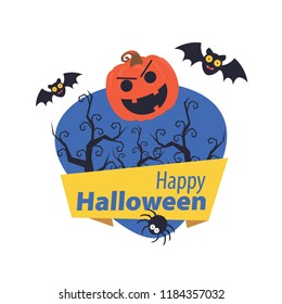Halloween elements. Happy Halloween. Vector illustration in cartoon style. Flat design.