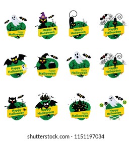 Halloween elements. Happy Halloween. Vector illustrations in cartoon style. Flat design.
