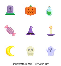 Halloween elements icons set vector objects