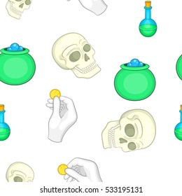 Halloween elements pattern. Cartoon illustration of halloween elements vector pattern for web