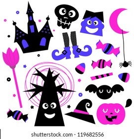 Halloween elements set isolated on white
