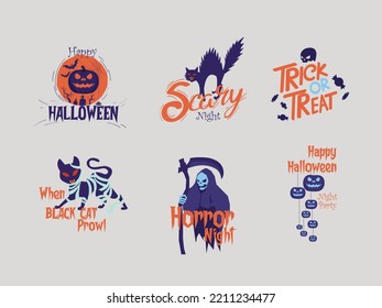 Halloween elements set, spooky sticker