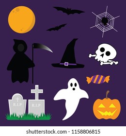 Halloween Elements. Spooky Characters Set.