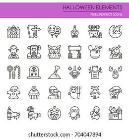 Halloween Elements , Thin Line and Pixel Perfect Icons
