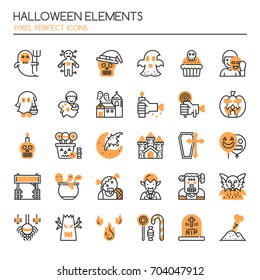 Halloween Elements , Thin Line and Pixel Perfect Icons
