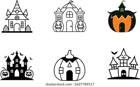 Halloween elements vector art illustration.