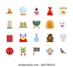 Halloween elements vector cartoon set isolated on background.