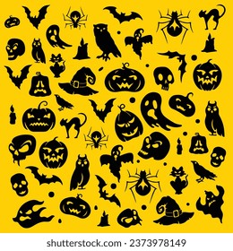 Halloween Elements Vector Pattern, Pumpkins, party