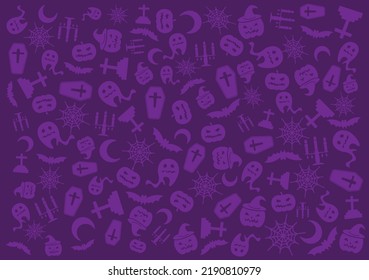 Halloween elements vector purple background.