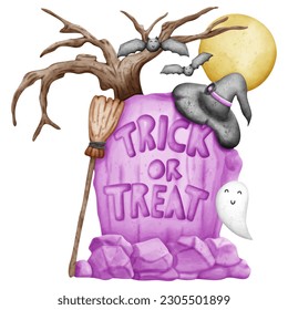Elementos de Halloween. Concepto de ilustración de la acuarela vectorial. 