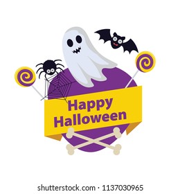 Halloween elements.Happy Halloween. Vector illustration in cartoon style. Flat design.