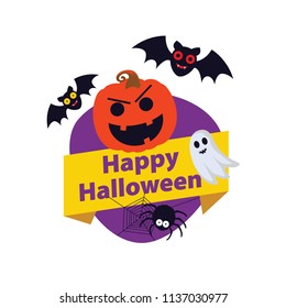 Halloween elements.Happy Halloween. Vector illustration in cartoon style. Flat design.