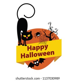 Halloween elements.Happy Halloween. Vector illustration in cartoon style. Flat design.