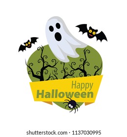 Halloween elements.Happy Halloween. Vector illustration in cartoon style. Flat design.