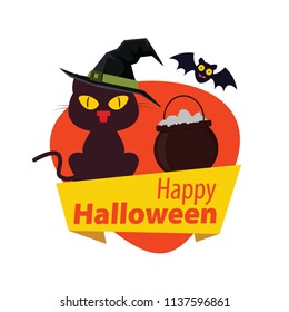 Halloween elements.Happy Halloween. Vector illustration in cartoon style. Flat design.
