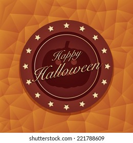 halloween emblem decoration on orange polygon background, with transparencies