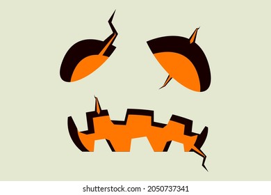 Halloween Emoji Cracked Characters Illustrations