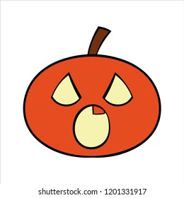 Halloween emoji icon of atonished pumkpin