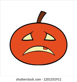 Halloween emoji icon of sad pumkpin