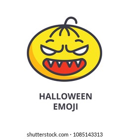 halloween emoji vector line icon, sign, illustration on background, editable strokes