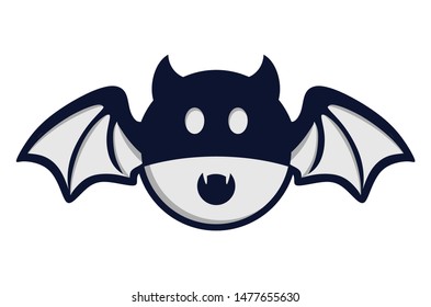 Halloween emoticon black bat costume with horn and wings Premium vector