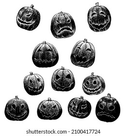 halloween emoticon hand drawing vector illustration isolated on white background