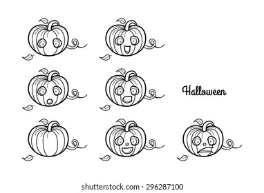 Halloween. Emotions characters pumpkin.
