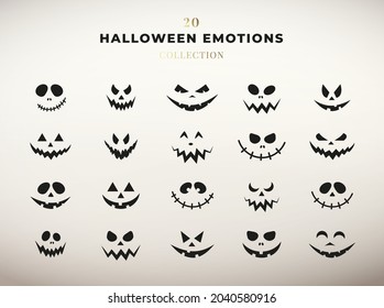 Halloween emotions collection. Set of pumpkin faces.